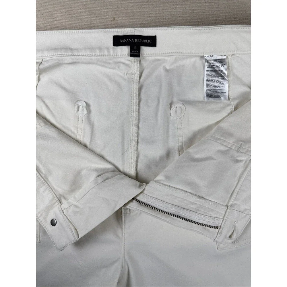 Banana Republic Cargo Pants Women Size 18 White Utility Linen Blend Mid Rise